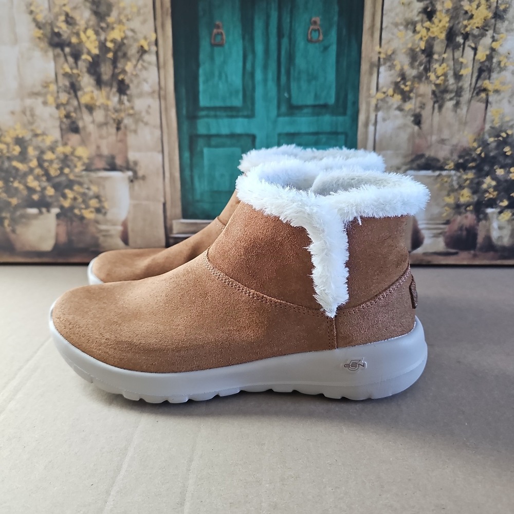 Skechers Brown Suede Leather Fur Trim Chunky Style Winter Ankles Boots Women's 8